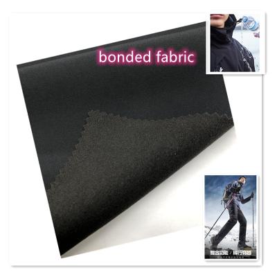 China 100%p Single Stretch T800 75D 2 Layers Bonded Brushed Fleece Polyester Laminated Fabric For Outdoor And Jacket for sale