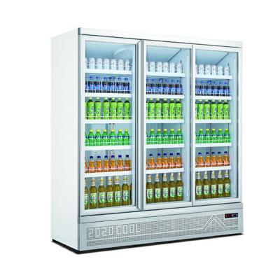 China Single-Temperature Grocery Beverage Beer Cooler Refrigerator Upright Glass Door Refrigerator for sale