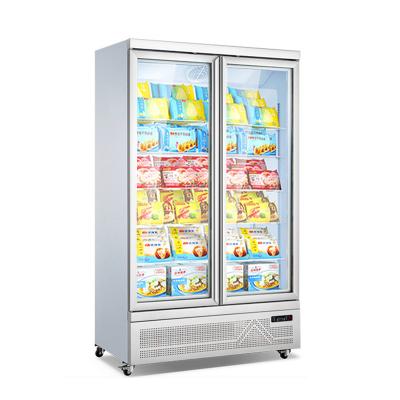 China Commercial Single-temperature 1000L Refrigeration Equipment Upright Refrigerator Beverage Glass Door Cooler for sale