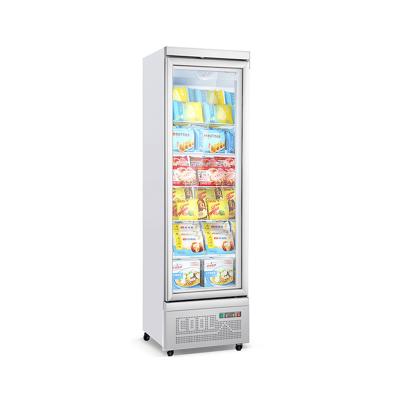 China Single-temperature Upright Glass Door Refrigerator Display Freezer Deep Freezer for sale