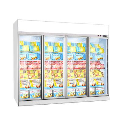 China Single-temperature Auto-straight defrosted commercial supermarket glass door refrigerator freezer display for ice cream for sale