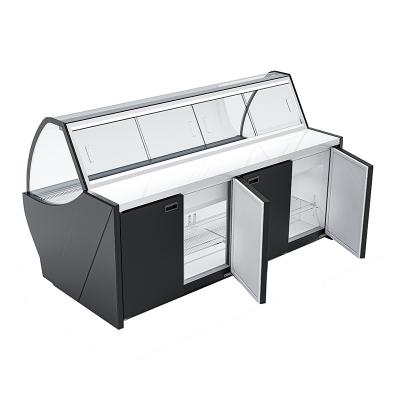 China Single-Temperature Supermarket Display Showcase Freezer Sliding Meat Cool Glass Grocery Stores Cooler for sale