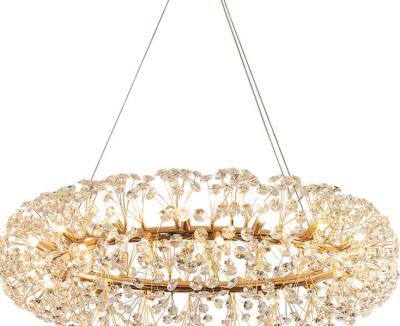 China Modern Luxury Large Round Crystal Ball Chandelier G9 Gold Hanging Pendant Lamp For Living Room for sale