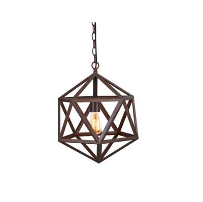 China Traditional Living Room E27 Led Industrial Black Cage Chandelier Bulb Vintage Iron Lights Pendant Lighting for sale