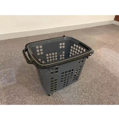 China Plastic high quality shopping baskets with wheel 510*290*250mm cheap price supermarket shopping basket for sale