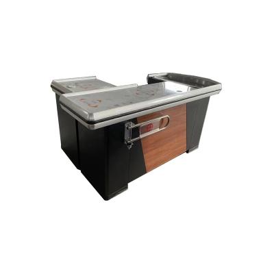 China Supermarket supermarket checkout counter with stainless steel table top for shops and stores checkout counter for sale