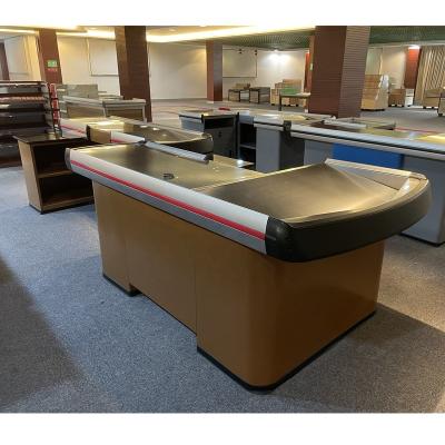 China Supermarket grocery store cashier desk checkout retail counter counter belt for sale for sale