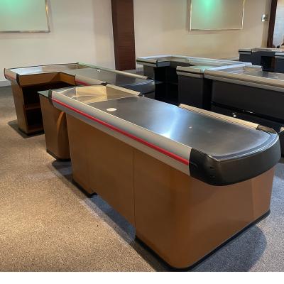 China Supermarket grocery store cashier desk checkout counter counter belt for sale checkout counters for sale