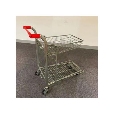 China Durable Manufacturer Wholesale Two Layer Wholesale Supermarket Warehouse Cargo Trolley for sale