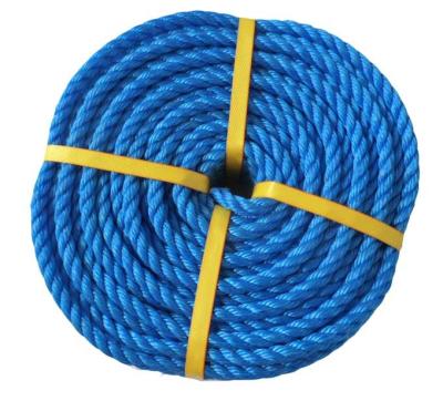 China HDPE 3 Strands Practical Hot White Mauritania Blue Ropes Plastic Twisted PE Ropes Plastic Twisted Rope for sale