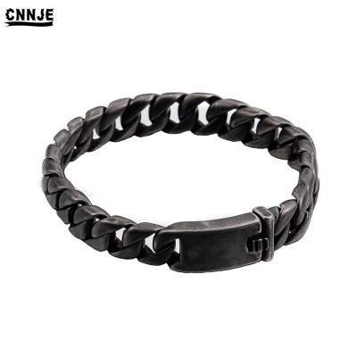 China Vintage Retro Black 316L Stainless Steel Jewelry Men Fashion Brushed Link Chain Bracelet for sale