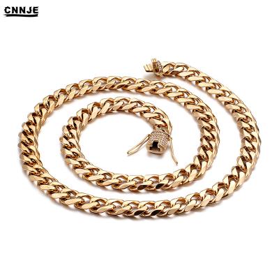 China High Quality CLASSIC CZ Iced Out Mens Jewelry 13mm Diamond Gold Cuban Link Chain Necklace for sale