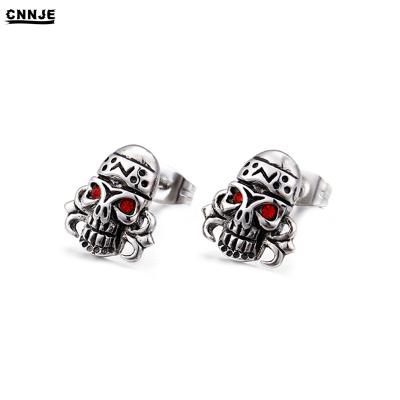 China Lady Jewelry Red Stone Charm Zircon Hot Fashion Lady Jewelry Red Stone Stud Earring Factory Price Silver Stud Earring for sale