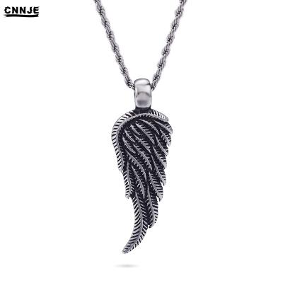 China Silver Stainless Steel Vintage 316L Angle Wing Feather Pendant For Men Jewelry Pendant for sale