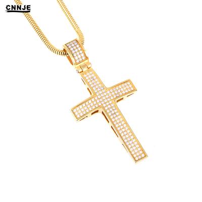 China Wholesale 2018 New Stainless Steel CZ Pendant 18K Gold Plated Jesus Cross Pendant Necklace Jewelry for sale