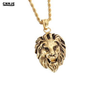 China Stainless Steel Jewelry Fashion Necklace Design Dubai Gold Hiphop Lion Head Pendant Wholesale for sale