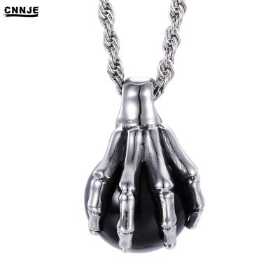 China 316L Stainless Steel Jewelry Accessories Claw Stone Pendant Black Jewelry Ball Pendant Necklace for sale