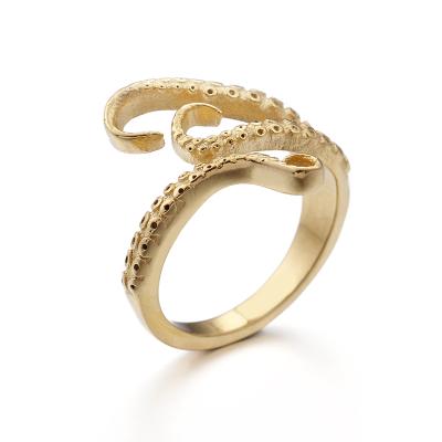 China 2019 Fashion New Arrival Gold Plated Stainless Steel Octopus Ring Jewelry For Men for sale