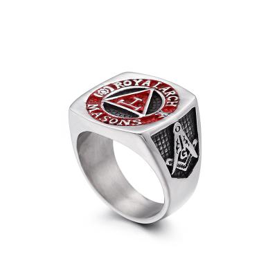 China Wholesale Punk Silver Plated 316L Stainless Steel Masonic Ring Fashion Jewelry Accessories for sale