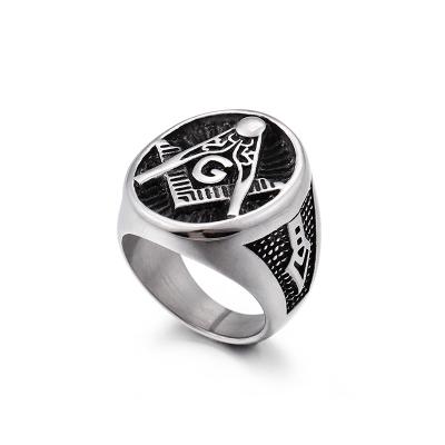 China Vintage Swivel Ring Men 316L Stainless Steel Fashion Religious Hot Selling Masonic Jewelry for sale