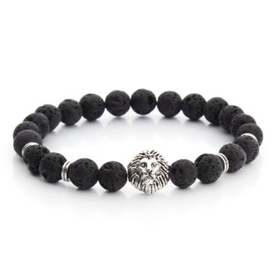 China Lion Hand Accessories Lava Stone Bracelet Volcanic Stone Bracelet Fashion Men Luxury Bracelet Design New for sale