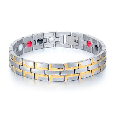 China FASHIONABLE IP Plated Double Layer Energy Elements Bracelet 316L Stainless Steel Men Jewelry for sale