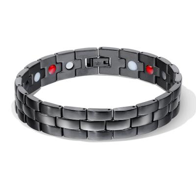 China Luxury High Quality Black Gold Stainless Steel Jewelry 4 In 1 Elements Magnetic Healthy Bracelet for sale