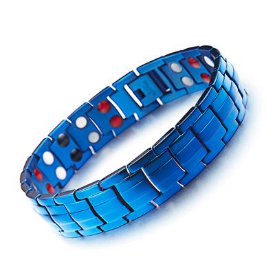 China 316L Stainless Steel Fashionable 4 Two Line in 1 Germanium Magnetic Heath Bracelet Wristband For Men for sale