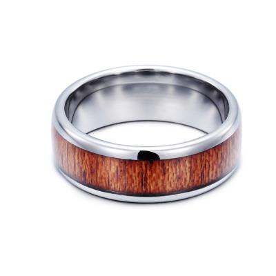 China 2019 Popular Wholesale Type Rings Jewelry Setting Setting Type Koa Wood Inlay Tungsten Rings For Men for sale