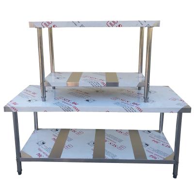 China Multi-Functional Stainless Steel Double Kitchen Stainless Steel Work Table for sale