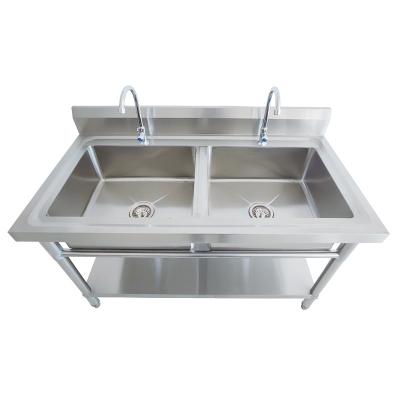 China Without Faucet Double Bowl Industrial Kitchen Sink , Stainless Steel Sink For Kitchen for sale