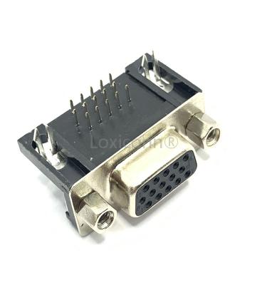 China Right Angle PCB Male Female VGA 90 Degree Pin Socket Serial Connector High Quality D-Sub 15 PCB Connector for sale