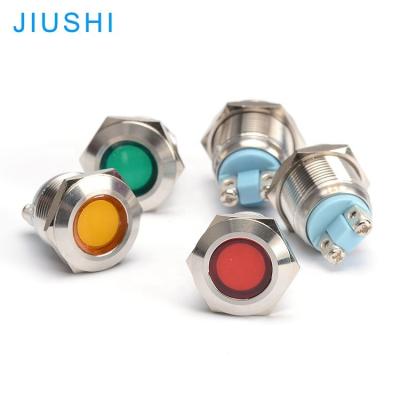 China WHITE YELLOW GREEN-BLUE RED A19-CC brass metal LED indicator 24v220v waterproof hole 19mm poilt lamp mouting JIUSHI CHINA for sale