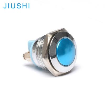 China Plating A16-10B 16mm 1NO Brass Metal Screw Terminals Push Button Switch Brass Spherical Blue Main Mounting Hole 1NO CHINA for sale