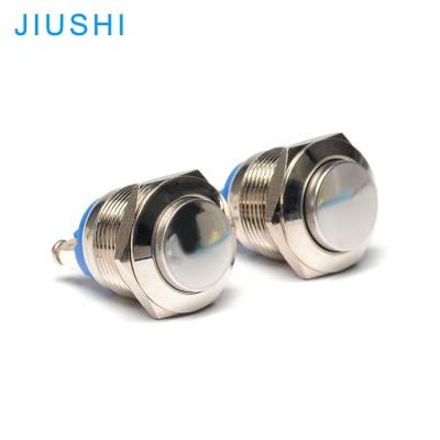 China Stainless/Brass Diameter 19mm High Hole Metal Plating A19-10H Button Push Button Switch Waterproof CHINA Feet 1NO 2 Feet for sale