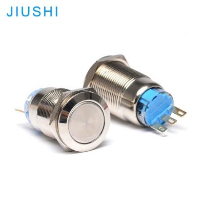 China Stainless/Brass Type Plating A19-11 Flat Head 3pins 19mm 1NO 1NC CHINA Rest Button Hole Diameter Momentary Push Button Switch for sale