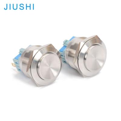 China Excellent Hole Diameter 25mm 4pins 1NO 1NC CHINA Stainless Steel A25-11H Button Knob High Head Metal Momentary Push Button Switch Type for sale