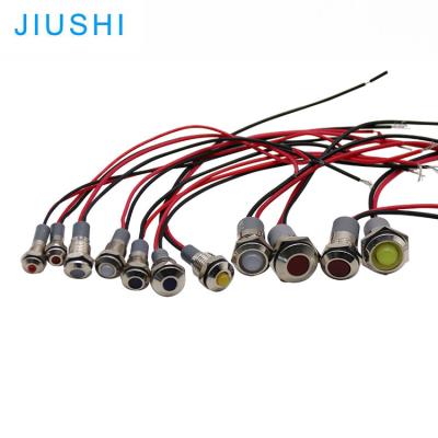 China S6-14 copper plating metal waterproof led indicator light with wires bright 24v 220v 6/8/10/12/14mm IP67 CHINA for sale