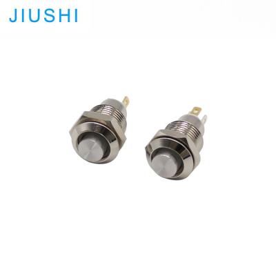 China Plating S10-10DH self latching switch 12v 24v top head 10mm stainless/brass flat metal push button reset with lamp IP67 CHINA for sale