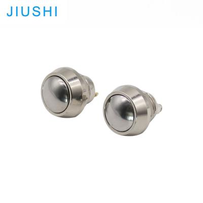 China Mounting Hole 12mm Plating S12-10B Metal Momentary Push Button Switches Stainless/Brass Head 1NO Spherical Push Button 2 Screws IP67 CHINA for sale