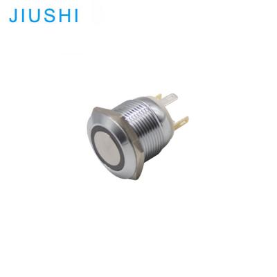 China Oxidation S19-10D 19mm Aluminum Flat Button Metal Push Button Switch Momentary Waterproof CHINA LED Ring Light 4pins for sale