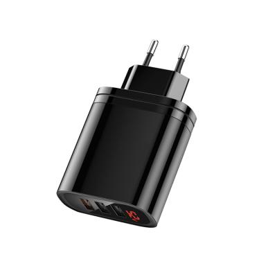 China Multifunctional Charger OEM Logo The Latest 30 Watt USB Type C Wall Charger 3 Ports Wall Charger With Digital Display for sale