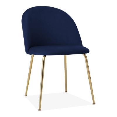 China Modern Removable Cover Dining Sets Dining Chairs Accent Velvet Fabric Shell Round Shape Gold Metal Back Legs Dining Chair Sthle for sale