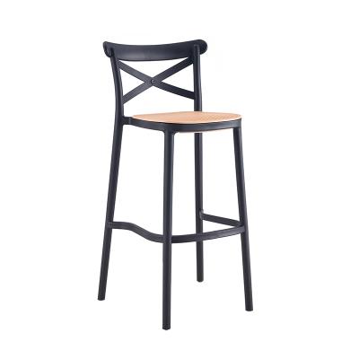 China Modern Outdoor Cross Back PP Plastic Bar Stool Dining Chair Tulip Wedding Events Garden Bar Chairs Kitchen Furniture for sale