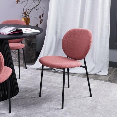 China Nordic Sillas Restaurant Furniture Luxury Boucle Velvet Tufted Fabric Dining Room Knockdown Metal Leg Modern Chair for sale