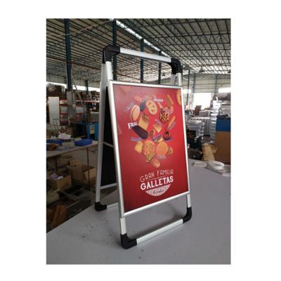 China Easy To Change Poster Frame Advertising Display Rack Aluminum Profile A Shape Poster Stand for sale