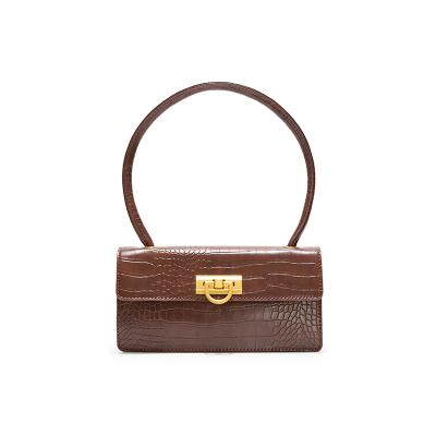 China New Arrive Brown Purses Bag Crocodile Handbag Women Bags Fancy Tote Shoulder Bags For Ladies for sale