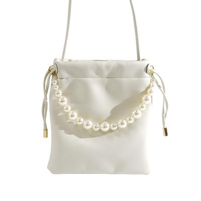 China New Arrive Mini Ladies Phone Purse Women Cross - Body PU Women Handbag With Pearl Chain for sale