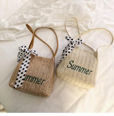 China New arrive 2021 women summer casual bags beach bags ladies cheap tote handbag tote with ribbon for sale