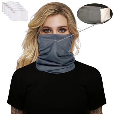 China Custom Multifunctional Polyester Wholesale Face Tube Neck Cuff Scarf Magic Bandana (Accept Customization) With Filter Pm2.5 Pocket for sale